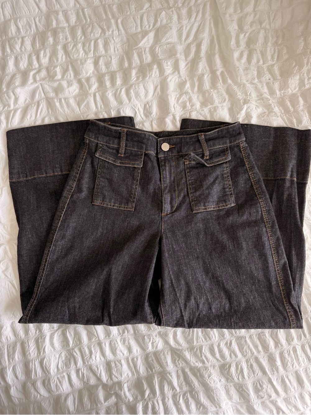 Zara Culottes Denim Front-Pocket Marine-Inspo Trousers Z1975